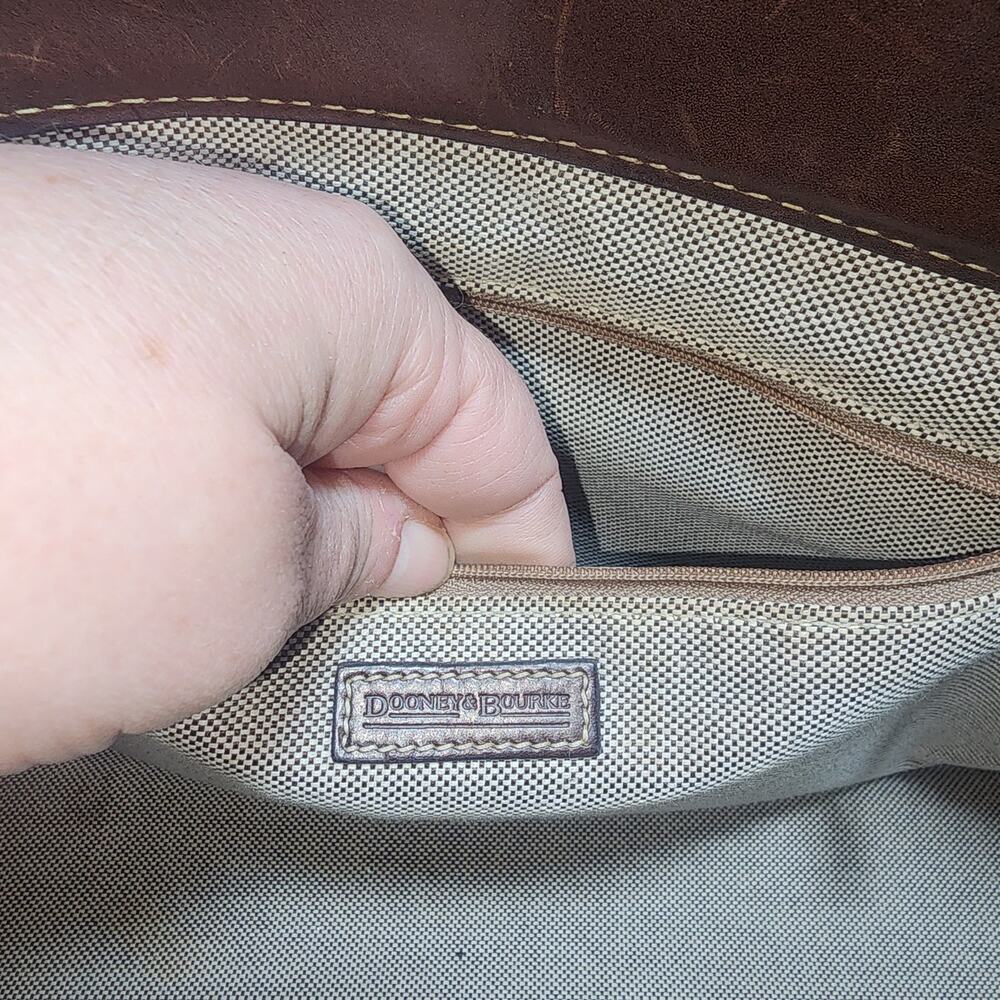DOONEY & BURKE Monogram Signature Satchel Shoulder Bag Brown Leather - Picture 10 of 14